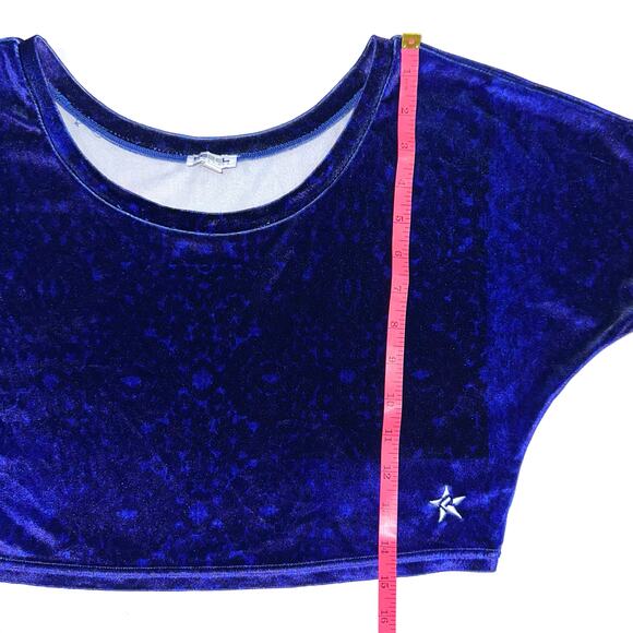 Rebel Athletics Youth Purple Printed Stretch Velvet Cheer Crop Top Size YL - Picture 10 of 10